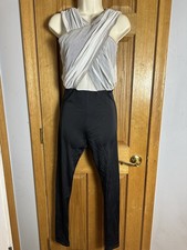 The Line Up Prescott Black White Mesh Keyhole Back Unitard Dance Costume LA