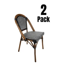 CHIVARI ARMLESS FRENCH BISTRO PATIO DINING CHIVARI CHAIR 2 CHAIR - BLACK & WHITE
