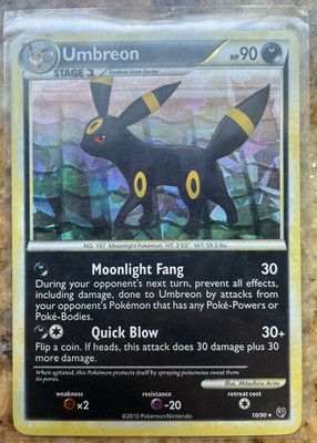 Pokemon TCG 2010 HGSS Undaunted Cracked Ice Holo Umbreon 10/90 (MP)