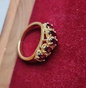 Authentic Garnet Ring Size 14 ( .750 Inside Diameter) Gold Plated Nickel Free Marked DC