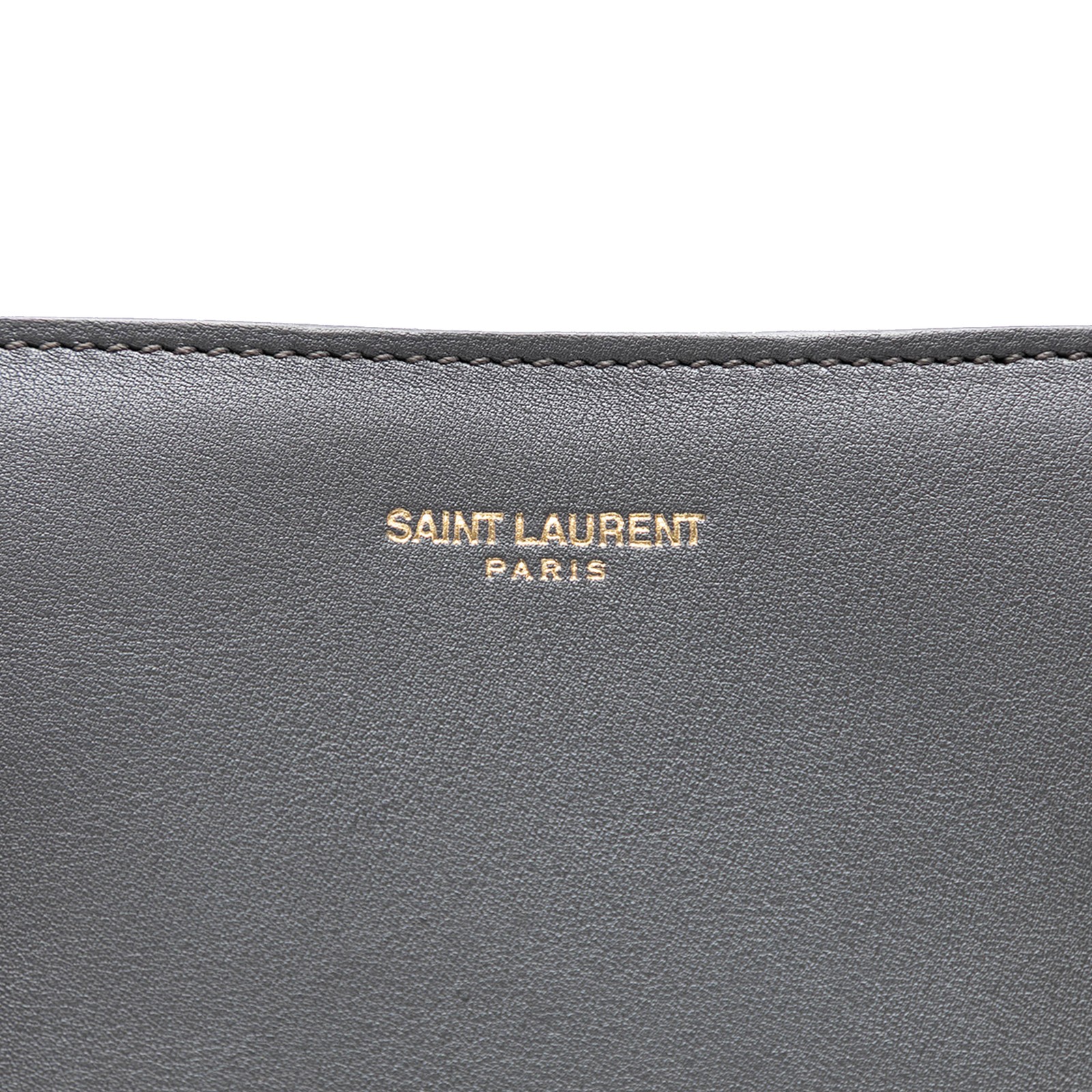 Authenticated Saint Laurent Medium Leather Monogram Cabas Dark Gray Calf Satchel thumbnail 5