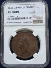 George IV British Penny 1826. Thick Raised Lines on Saltire. P1427. Rev. C