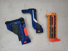 NERF ATTACHMENT BUNDLE - 2 SHOULDER STOCKS  1 LONG BARREL BLUE  ORANGE 
