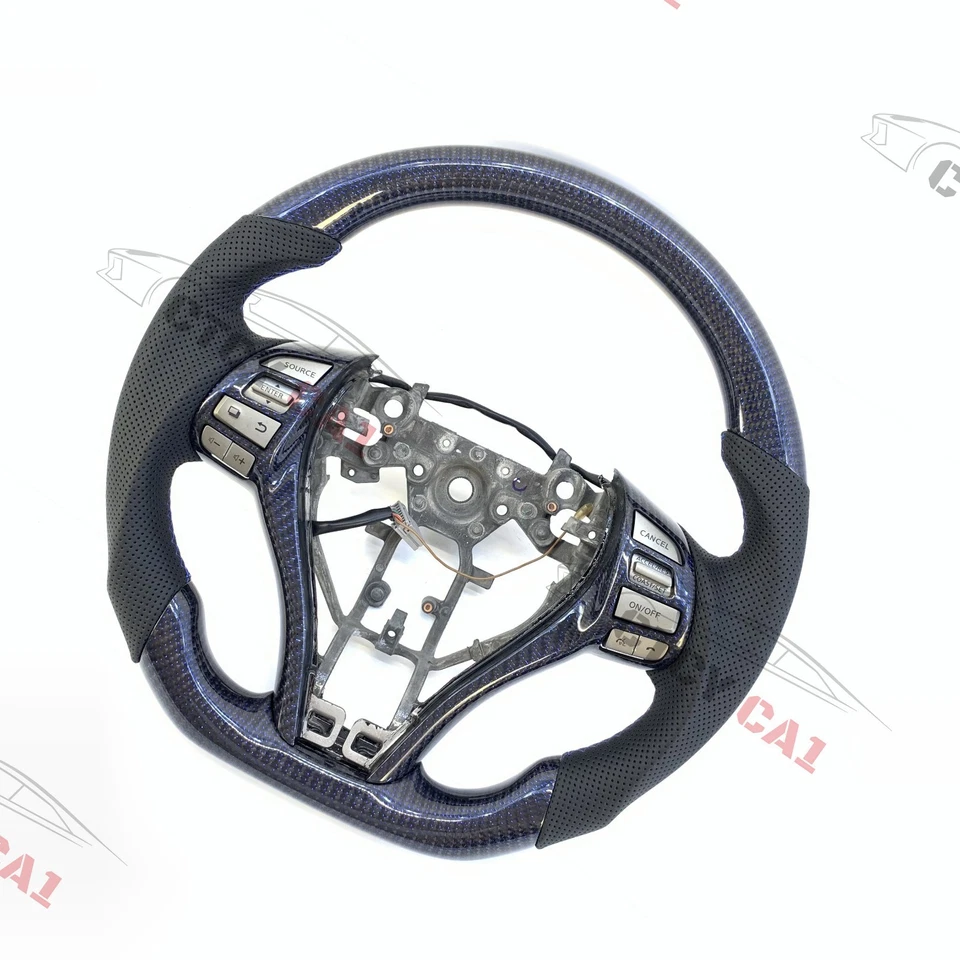 Volante de fibra de carbono personalizado para Nissan Altima 2014-2018 con moldura Foto 4 de 4