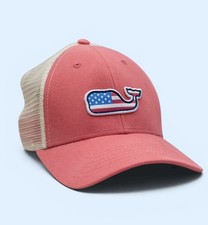 Vineyard Vines Flag Whale Logo Patch Trucker Hat Adjustable Mesh Womens NWT