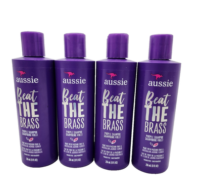 #ad 4 Pack Aussie Beat The Brass Paraben Free Purple Shampoo for Colored Hair 8oz $19.95