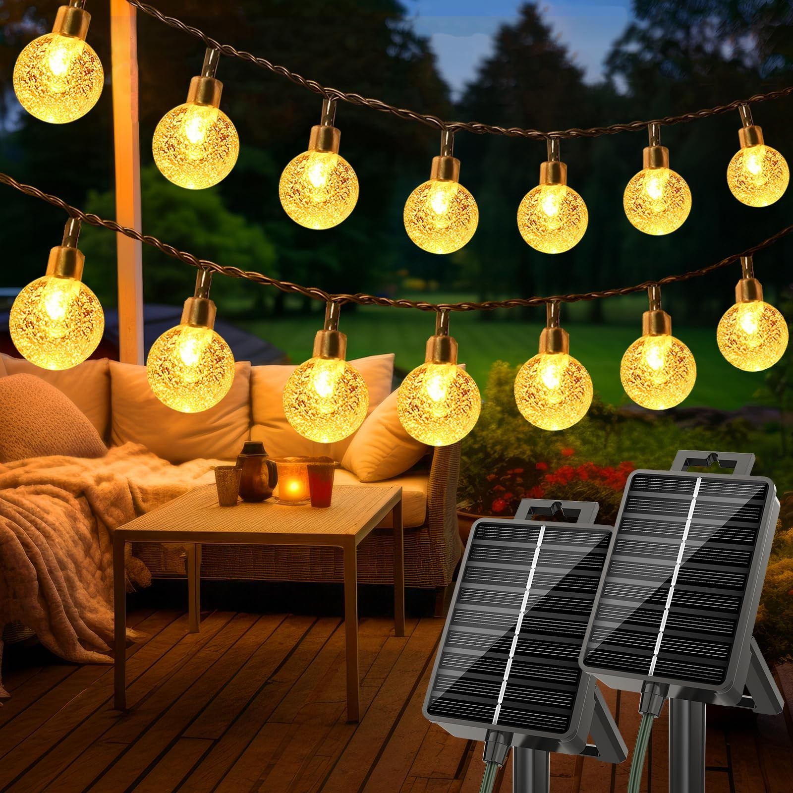 litogo 2 Pezzi Luci Solari Giardino 50 LED Catena Luminosa Esterno