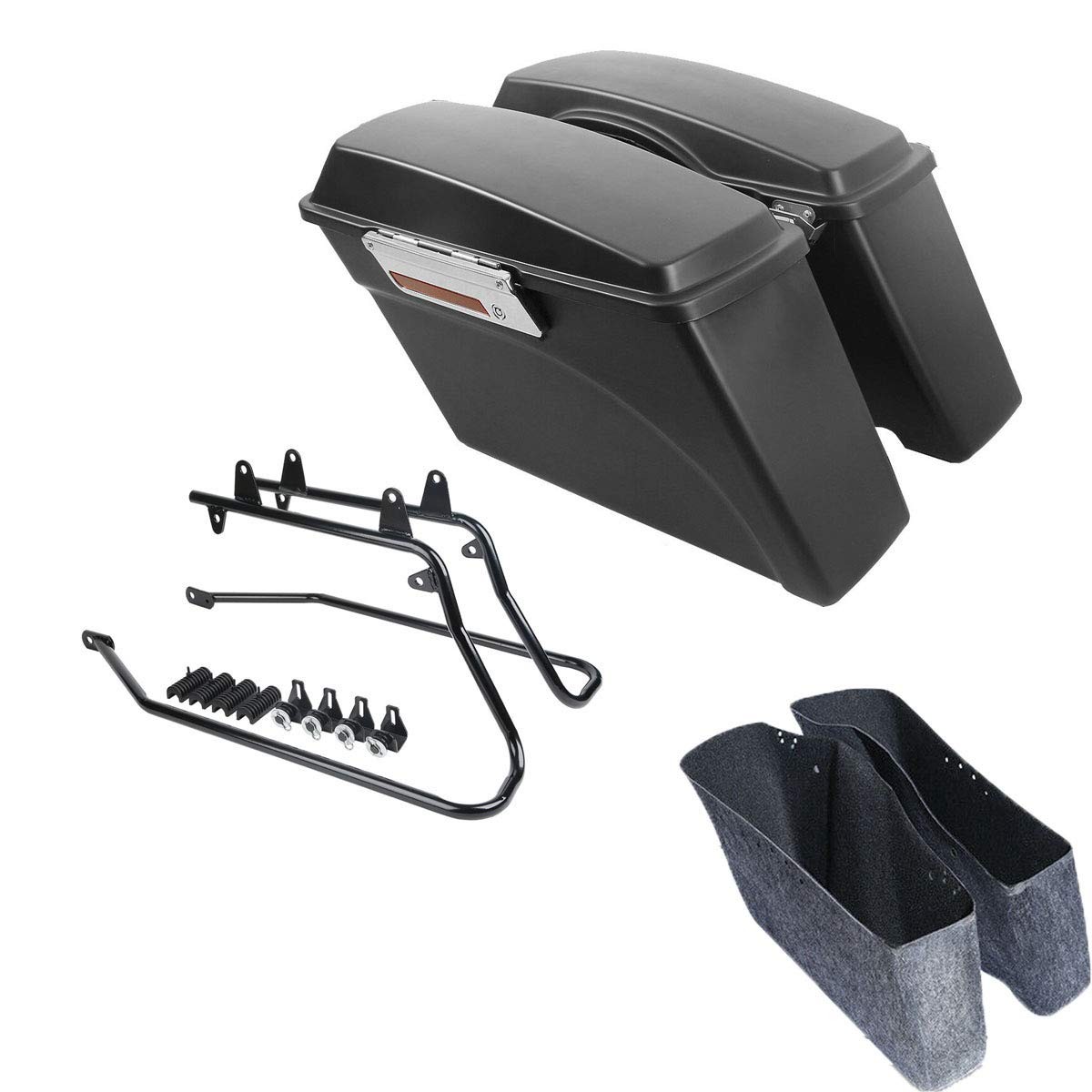 Black Hard Saddlebags Conversion Brackets for Harley Softail 1984 2017