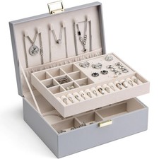 2 Layer Jewelry Large Jewelry Organizer for Removable Jewelery Tray for Neckl...