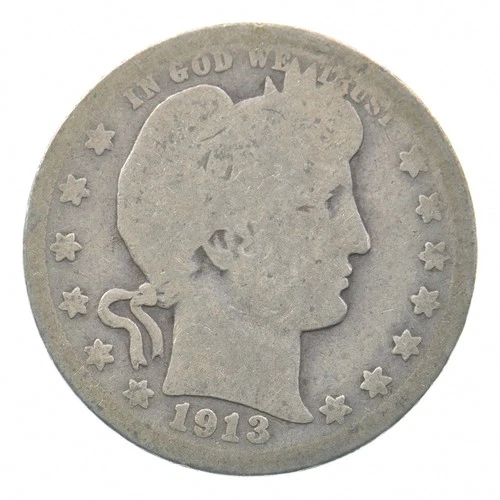 BETTER 1913-D Liberty Barber 90% Silver US Quarter *144