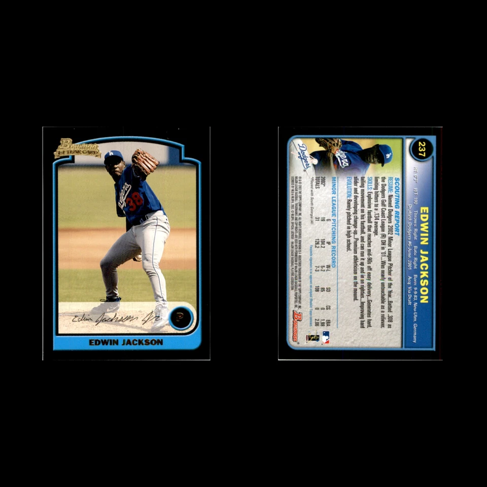 Edwin Jackson Novato Lote 22 Tarjetas de Béisbol 2003 Bowman Los Angeles Dodgers Set Foto 3 de 4