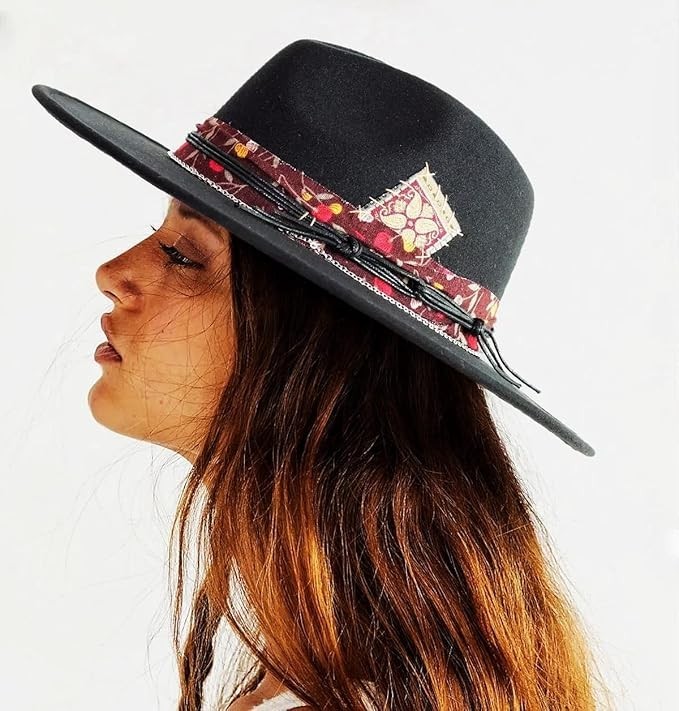 Oiernfe Vintage Style Wide Brim Fedora Unisex L/XL Handmade  display picture 1
