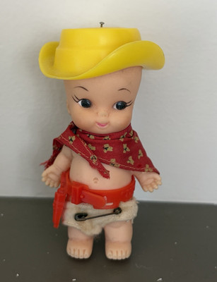 Remco Vintage 1967 Kewpie 4in Plastic Figure Cowboy Outfit Yellow Hat