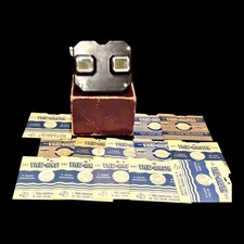 Vtg 1940s Sawyers View Master Black Bakelite Viewer w/13 Sawyer Reels No Box Top