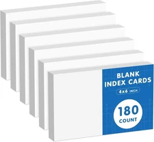 180 Count 4x6 Blank Note Cards 6 Packs of 30 Sheets