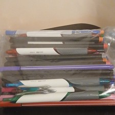57 Lot of assorted drawing pens, fine liners, fine tip markers, ball point pens.