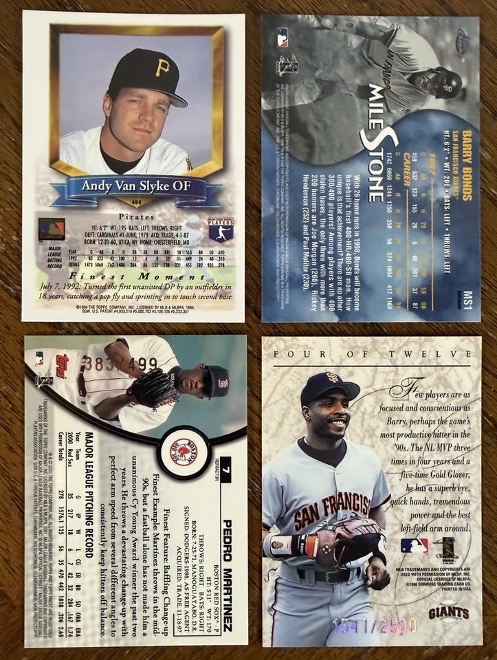 (4) 1994-2001 BASEBALL HOF/STAR SP REFRACTOR #d CARDS BONDS, PEDRO MARTINEZ READ - Image 2 of 4