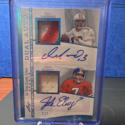 Leaf 2025 In The Game Used Dan Marino John Elway Dual Auto Memo IGD-7/7