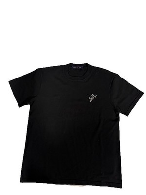 Louis Vuitton Men s Black Embroidered Logo Tee Size L 100% Cotton Made In Italy