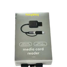 Heyday Media Card Reader USB-C  USB-A Adapter SD MicroSD 90MB/s Black