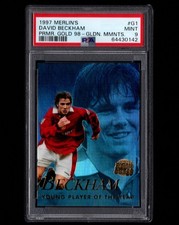 DAVID BECKHAM 1997-98 Merlin Premier Gold Soccer Card MANCHESTER UTD Pop-5 PSA 9