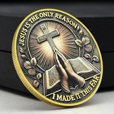 Moneda de fe Jesús es la única razón | Cruz medalla religiosa dorada coleccionable