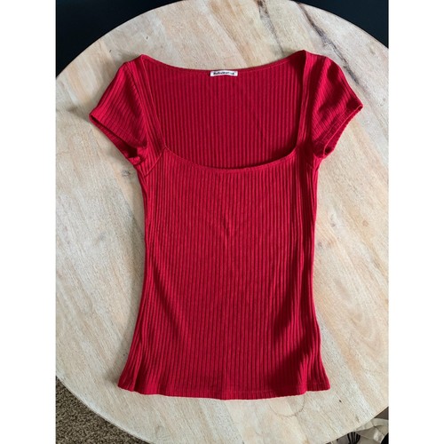 Reformation Ribbed Short sleeve square neckline shirt