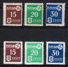 Estland BESETZUNG Estland 1941 postfrisch Mi 1x,y-3x,y Sc N3-N5 beide Ausgabe...