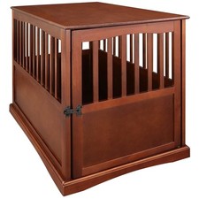 Wooden Large Pet Crate End Table Walnut