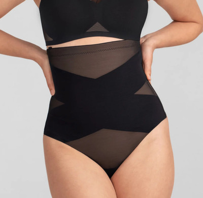 HoneyLove Superpower Thong Shapewear MEDIUM RUNWAY BLACK NWT