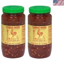Sambal Oelek Ground Fresh Chili Paste Large 18 oz Jars 2 Pack by Foods