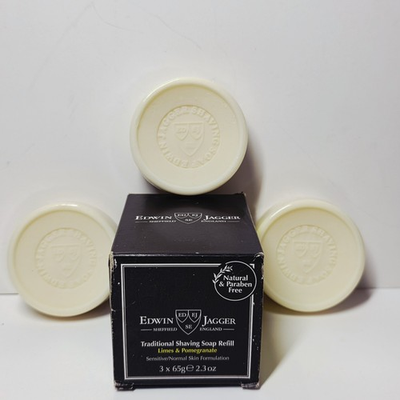 #ad EDWIN JAGGER Limes Pomegranate Natural Shave Soap Refill 65g 2.3oz Pack of 3 NEW $32.99