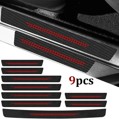 #ad #ad 9PCS For Subaru Accessories Red Door Scuff Sill Cover Panel Step Protector Trims $18.99