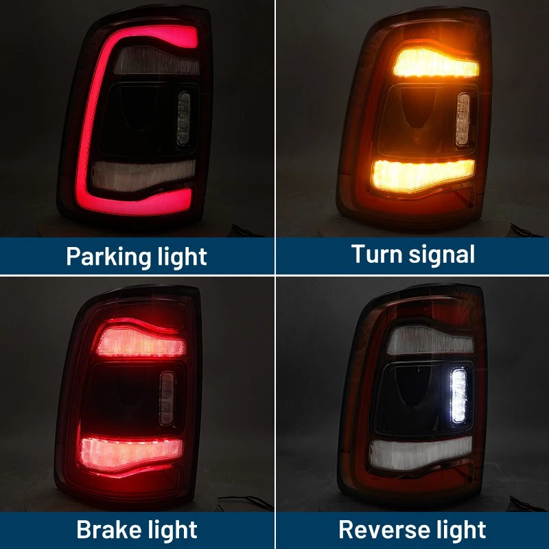 Pair For  Dodge RAM 2500 3500 2019-2024 Black Bezel Tail Lights w/o Blind Spot - Изображение 3 из 4