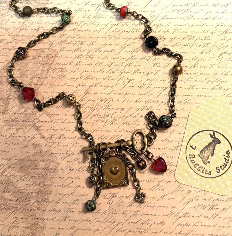 Key to My Heart Vintage Inspired Beaded Charm Necklace