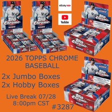 NEW YORK METS - 2026 TOPPS CHROME BASEBALL - 2x Jumbo 2x Hobby Box - BREAK 3287