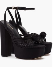 Larroud  Valerie Black Satin Platform Heels  Women  s Size 10  NWOT 6  Heel