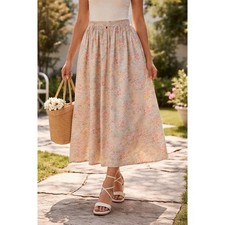 Vintage Handmade Floral Boho Prairie Maxi Skirt Gunne Style
