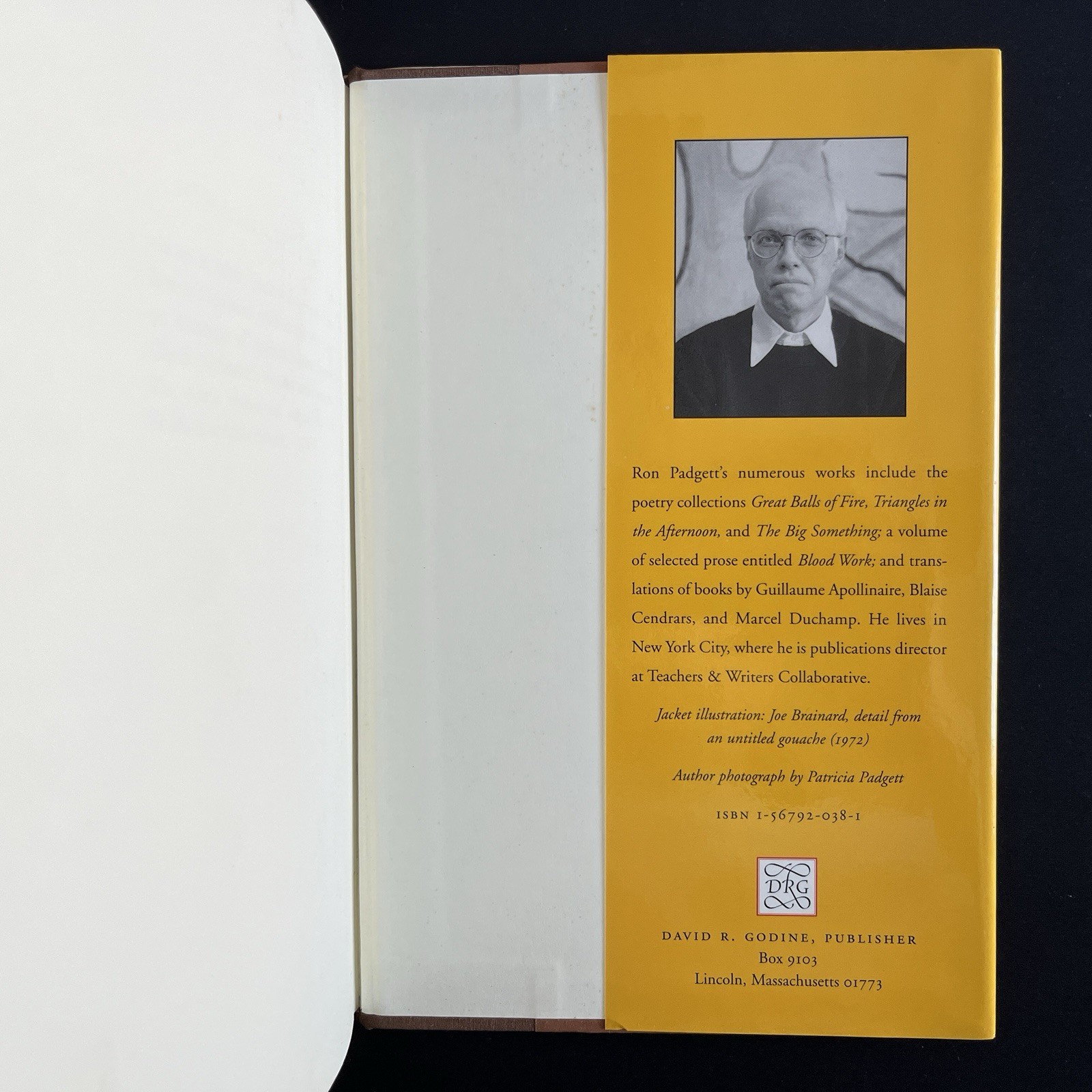 New and Selected Poems by Ron Padgett 1995 First Edition 1st HC Joe Brainard DJ