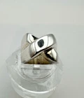 Vintage Mexico .925 Sterling Silver Modernist Crossover Ring Size 5