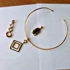 RARE Vintage Lia Sophia Necklace Jewelry Pendants Choker Art Deco Gold Tone LOOK