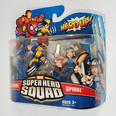 WOLVERINE & SPIRAL MARVEL SUPER HERO SQUAD FIGURE SET X-MEN MISP