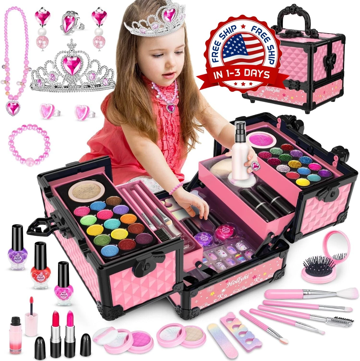 Juguetes Para Niñas Paleta De Maquillaje Con Para Ninos Estilo Princesa NEW US..
