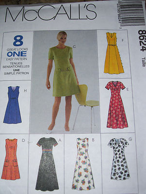 dress patterns for short ladies McCALL'S #8624 - ( 8 STYLE ) or SLEEVELESS PATTERN 4-12 FF MasterSku:KA6B1M61