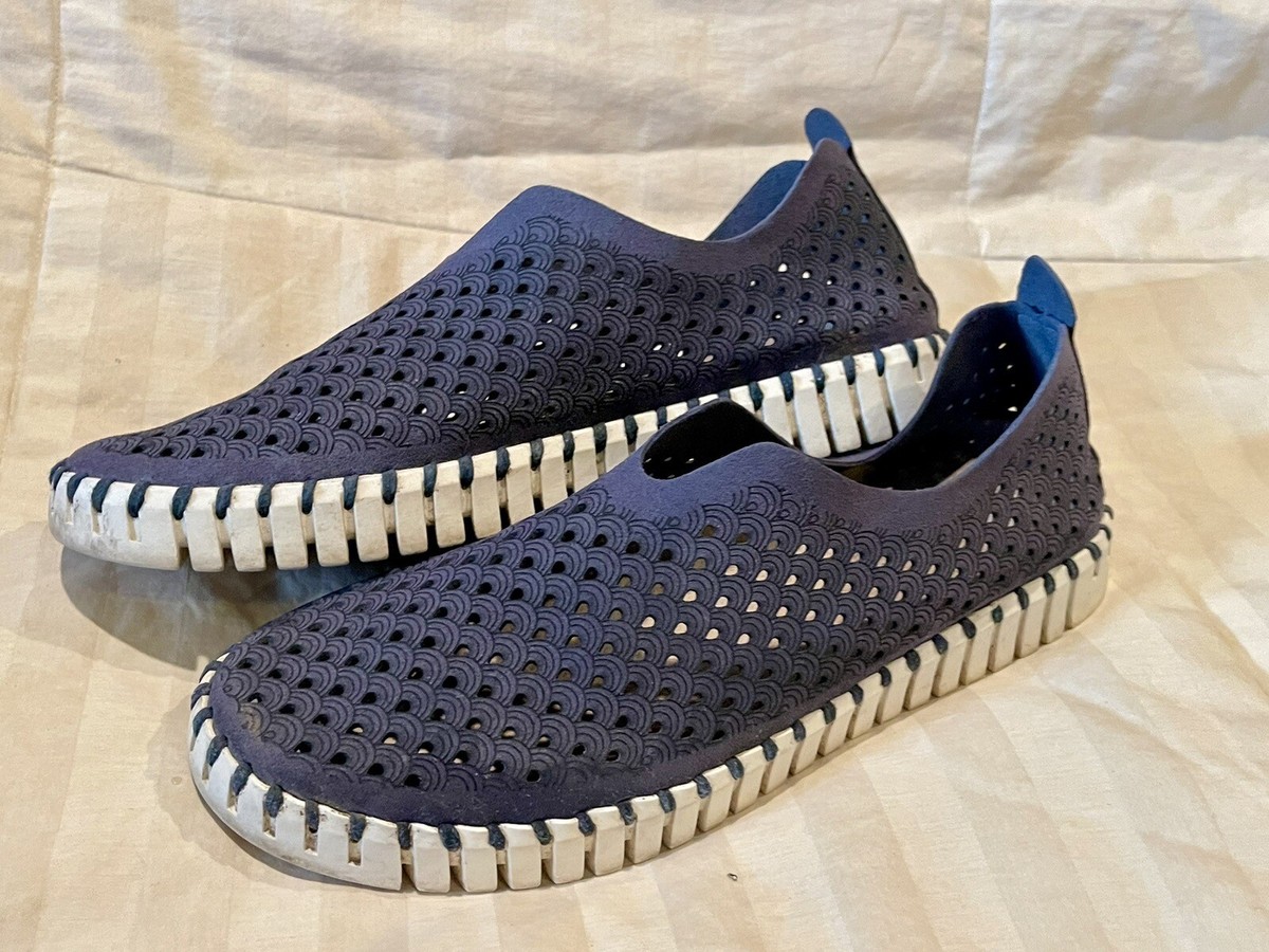 Ilse Jacobsen Tulip Shoes Flats Navy Blue Slip On Cutout Women’s 37 US 