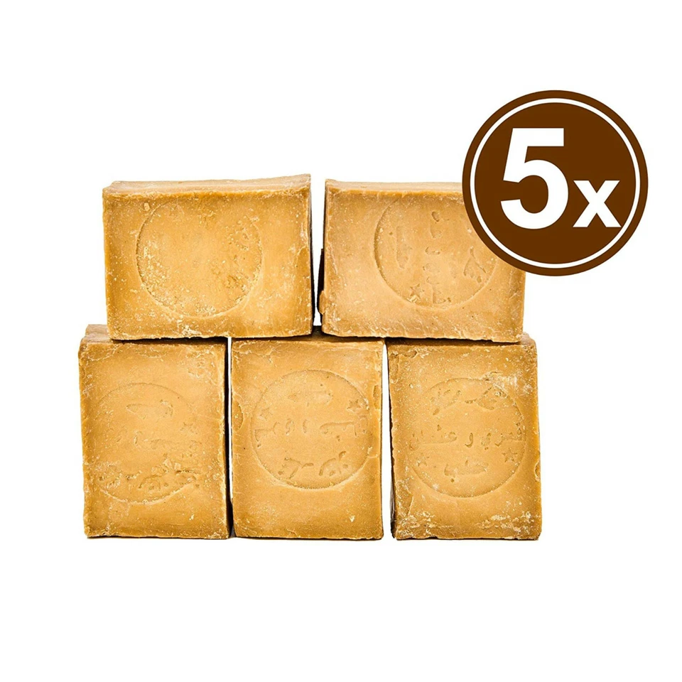 CARENESSE 5x #Alepposeife 95% Olivenöl 5% Lorbeeröl Aleppo-Seife Haarseife Seife 5 x 200g