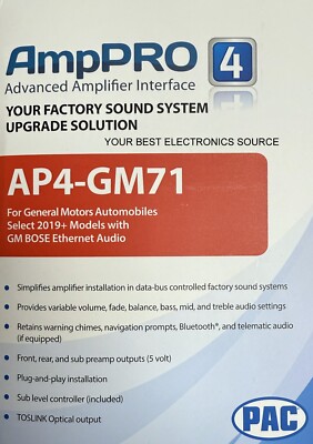 NEW PAC AmpPRO AP4-GM71 Aftermarket Amp Interface to select 2019+ GM w/ Bose