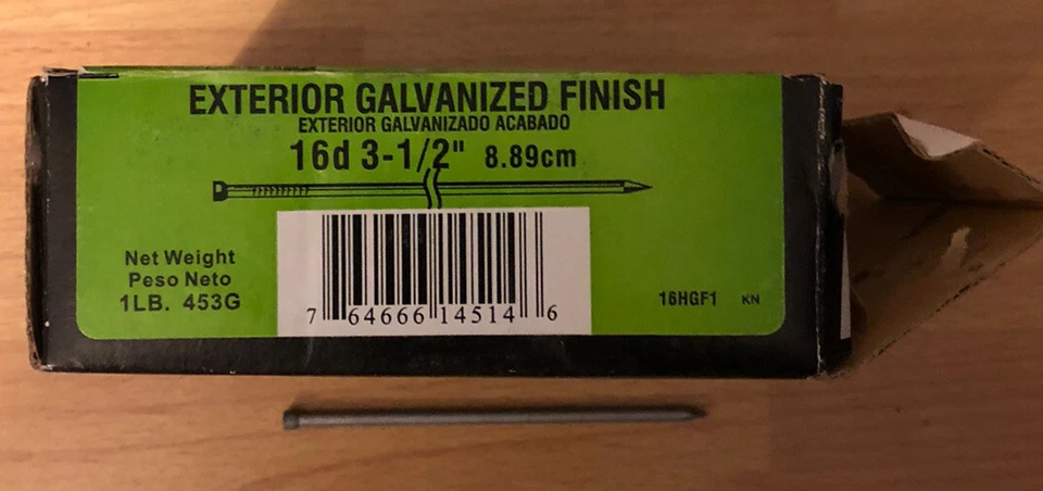 Paquete abierto Grip Rite 71 piezas exterior acabado galvanizado clavos 16d 3-1/2” caja de piezas Foto 2 de 4