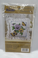 Bucilla Pillow Stamped Cross Stitch Kit 65524 Butterfly and Flowers NEW 12x12