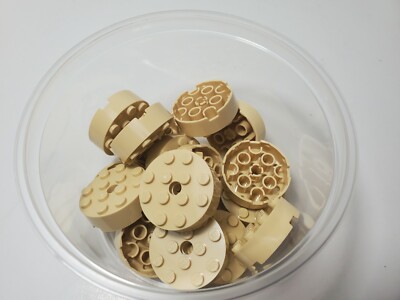 NEW LEGO qty of 1 Part 87081 Brick, Round 4 x 4 with Hole Tan 87081 6294592